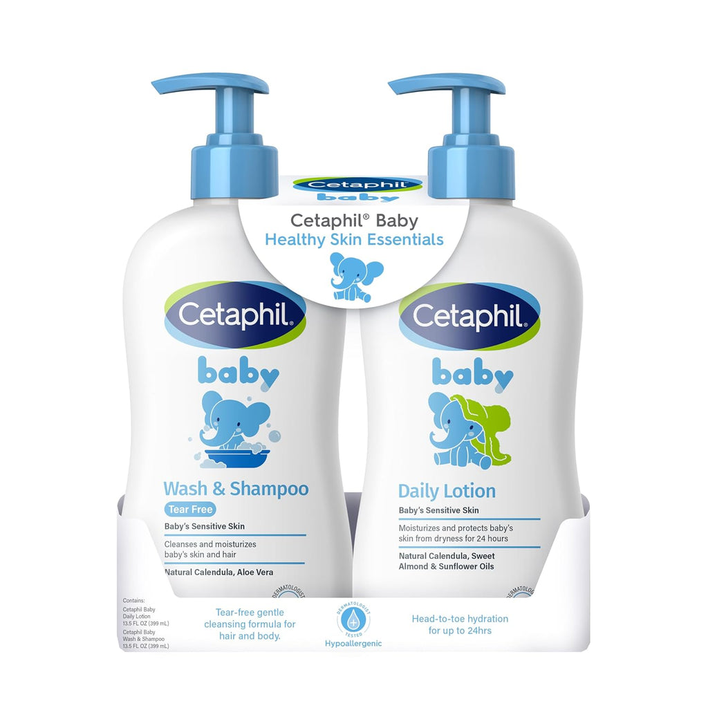 Cetaphil Baby Wash & Shampoo + Lotion, Sensitive Skin, 13.5oz, 2ct Jansha Store
