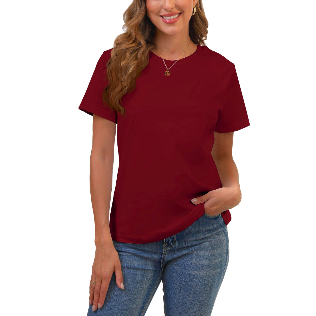 BJY Cotton Basic T Shirts for Women,Crew Neck Short Sleeve Summer Shirts(2XS-3XL, 20+ Color) Jansha Store