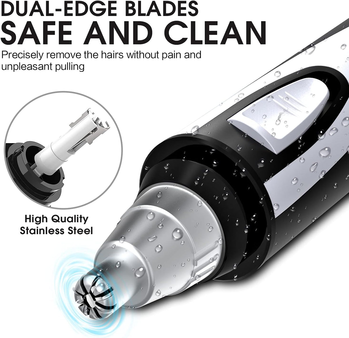 Ear and Nose Hair Trimmer Clipper - 2026 Professional Painless Eyebrow & Facial Hair Trimmer for Men Women,Battery-Operated Trimmer with IPX7 Waterproof,Dual Edge Blades for Easy Cleansing Black Jansha Store