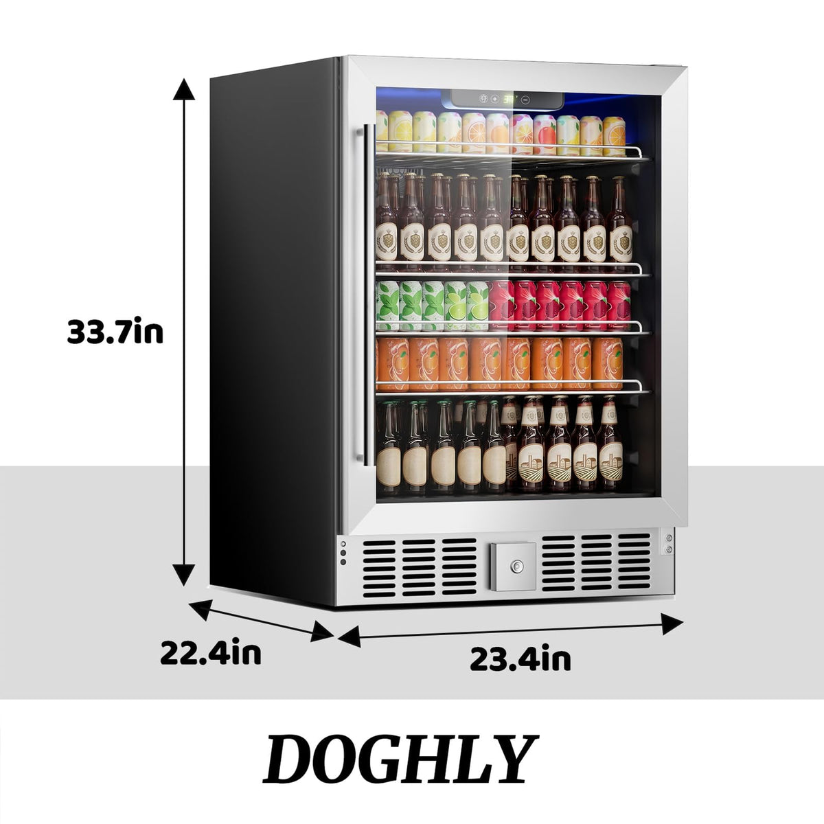 DOGHLY 1.7 Cu.ft Mini Fridge Glass Door, 72 Cans Beverage Refrigerator Jansha Store