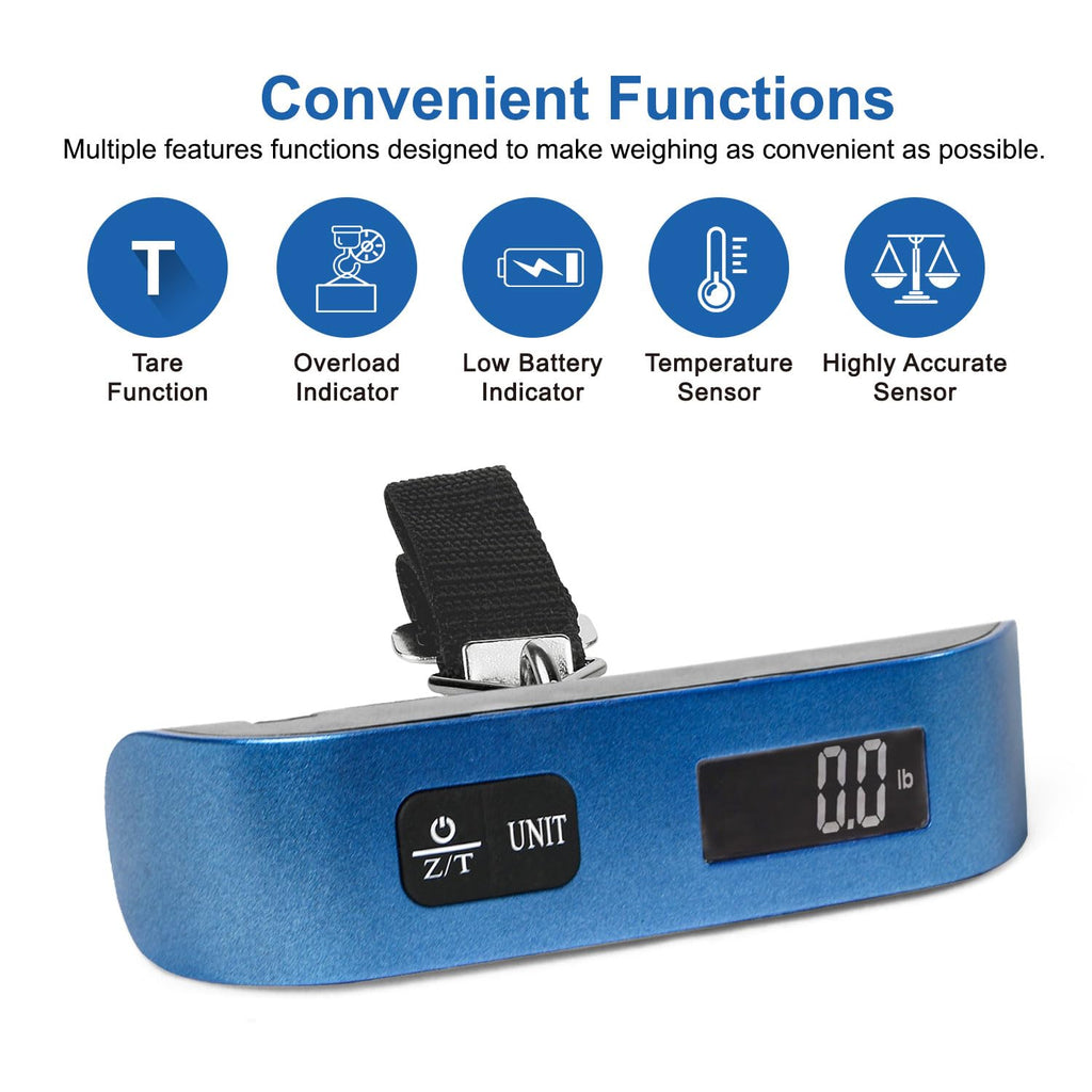 travel inspira Digital Luggage Scale – Portable Hanging Suitcase Weight Scale for Travel, 110 lb Capacity, Backlit LCD Display, Prevents Airport Overweight Fees, Battery Included Jansha Store