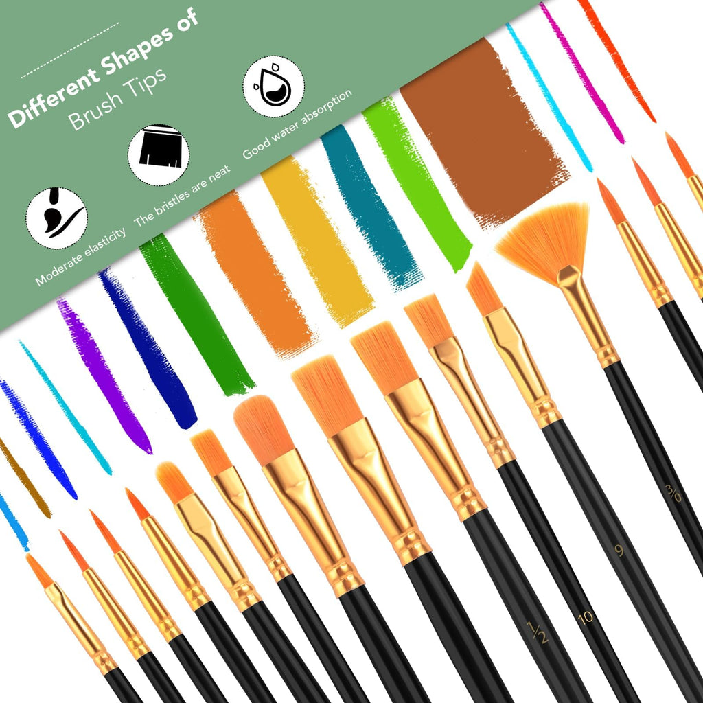 AROIC 10 Pcs Paint Brushes, Acrylic Oil Watercolor Painting Brush Set Jansha Store