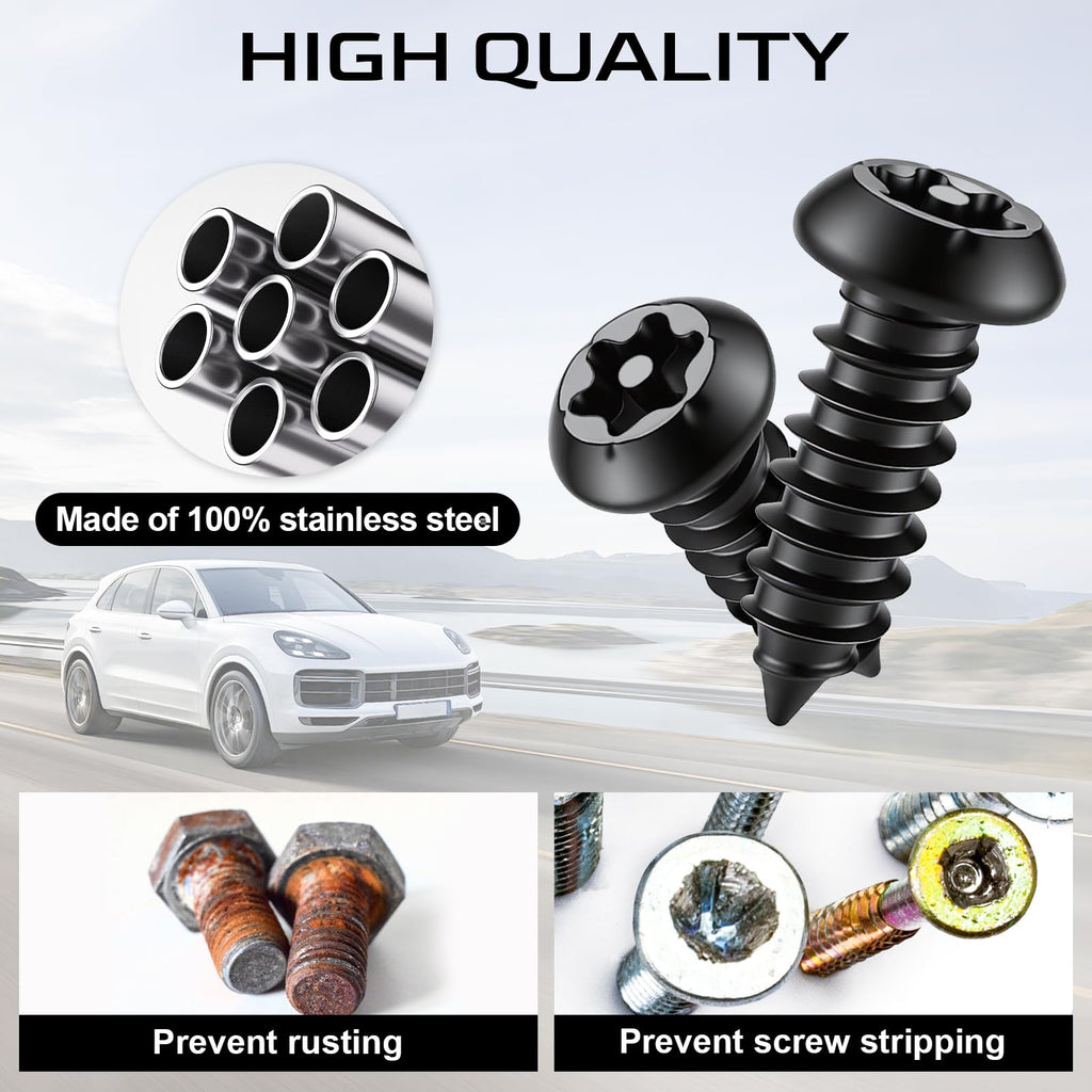 LivTee Rustproof License Plate Screws for Securing License Plates Frames and Covers on Cars and Trucks, 4 Sets Premium Stainless Steel Self Tapping Mounting Bolts (Black Zinc Plated) Jansha Store