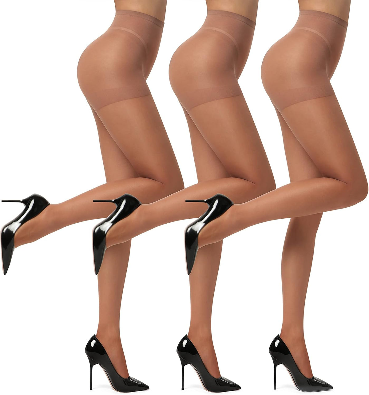 EVERSWE 3 Pairs Women's Sheer Pantyhose 20D, High Waist Control Top Pantyhose Hosiery Jansha Store