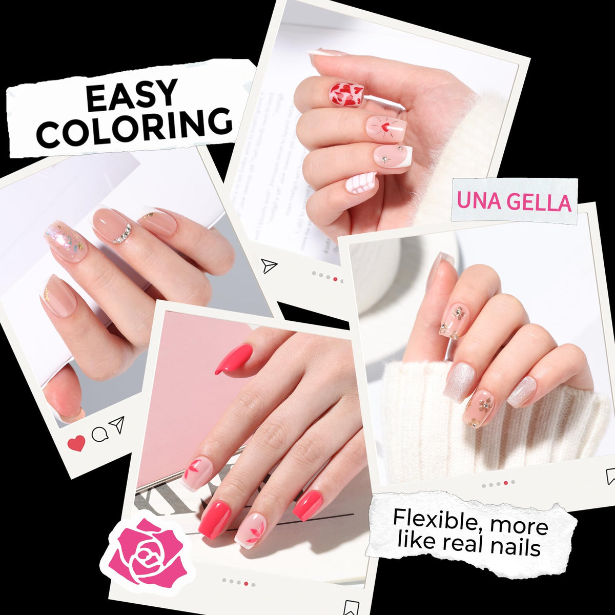 UNA GELLA Extra Short Square Kids Nail Tips 216Pcs Squoval Press On Nails Jansha Store