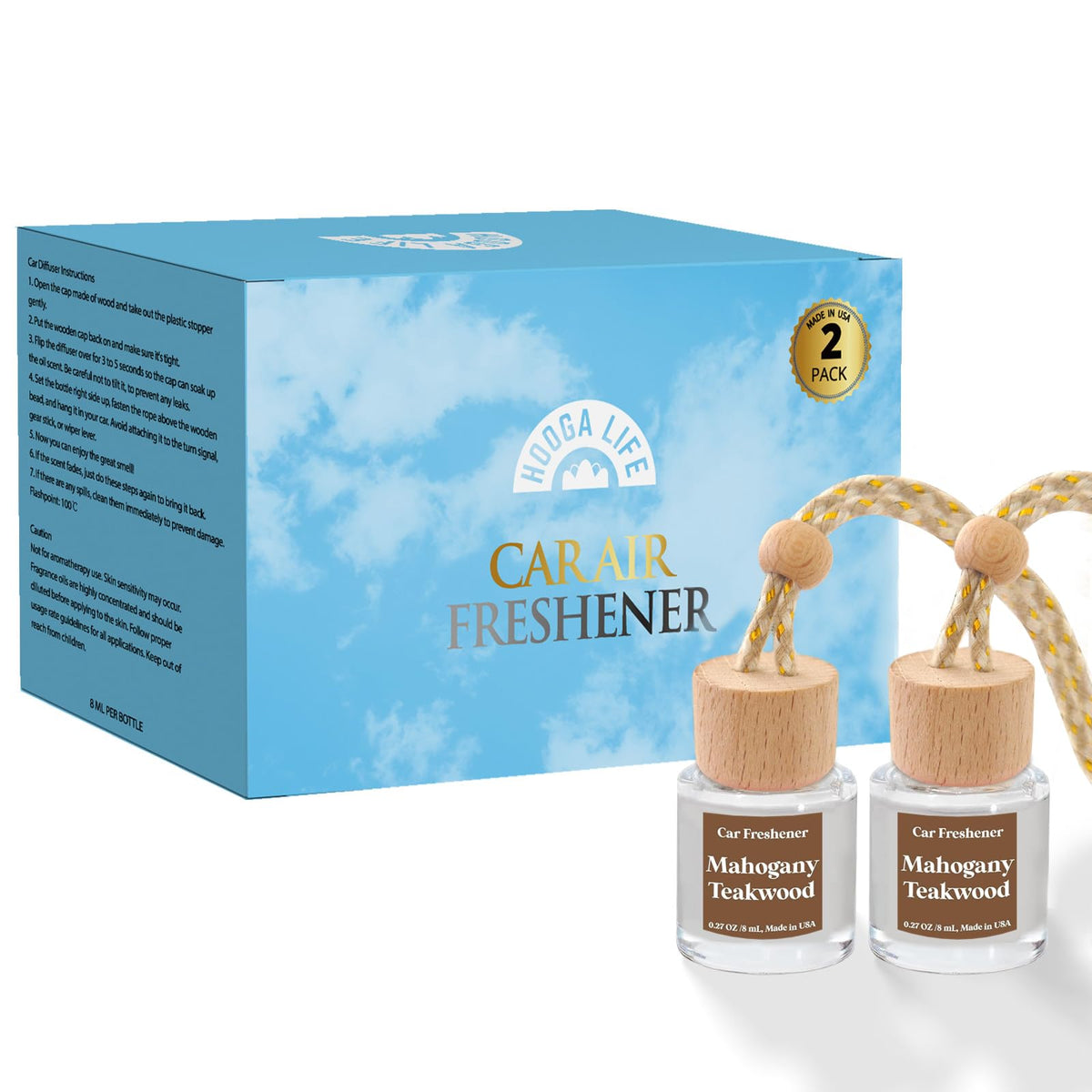 HoogaLife Car Air Freshener Diffuser 2 Pack Hanging Air Freshener Diffuser - Vanilla Cream Fragrance Oil Air D iffuser for Car, 45+ days Long Lasting Fragrance Made in USA C ar Air Fresheners (V54) Jansha Store
