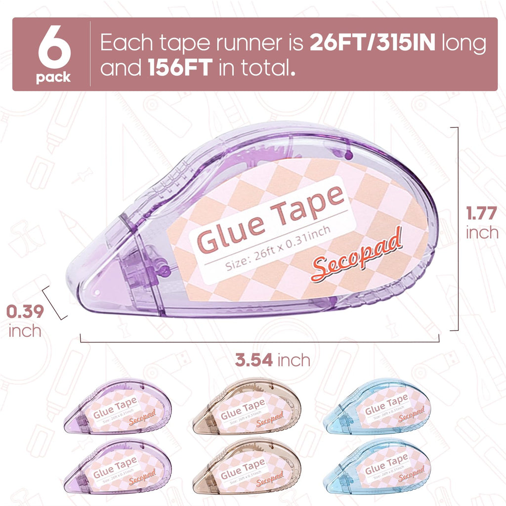 Secopad Scrapbook Tape, Glue Tape for Crafts, 12 Pack, Clear Colored Shell Jansha Store