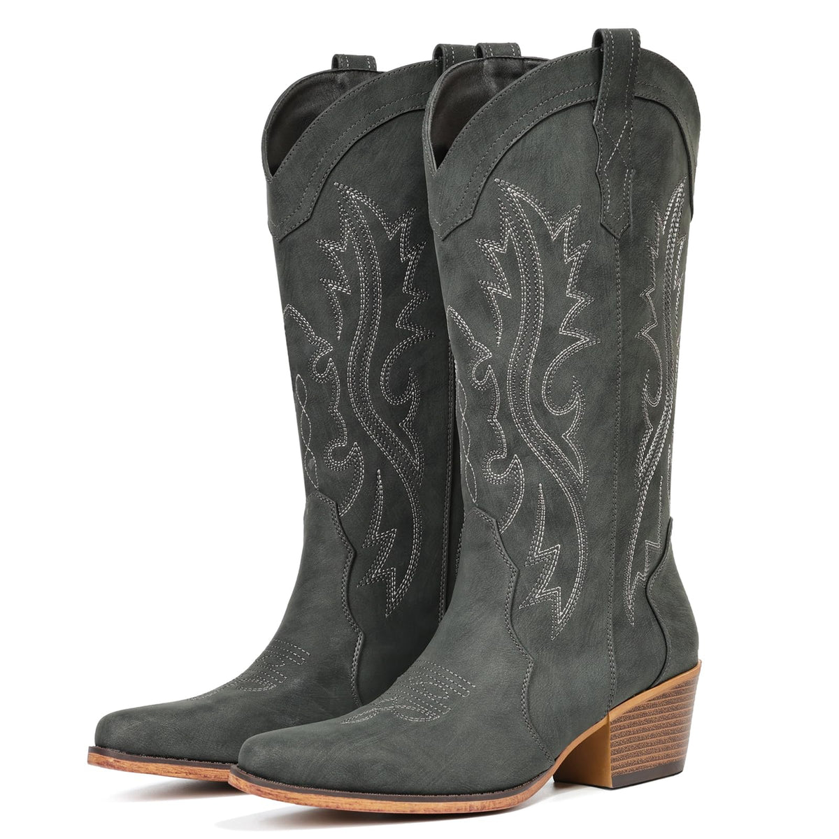 IUV Cowboy Boots For Women Western Cowgirl Boots Mid Calf Snip Toe Jansha Store
