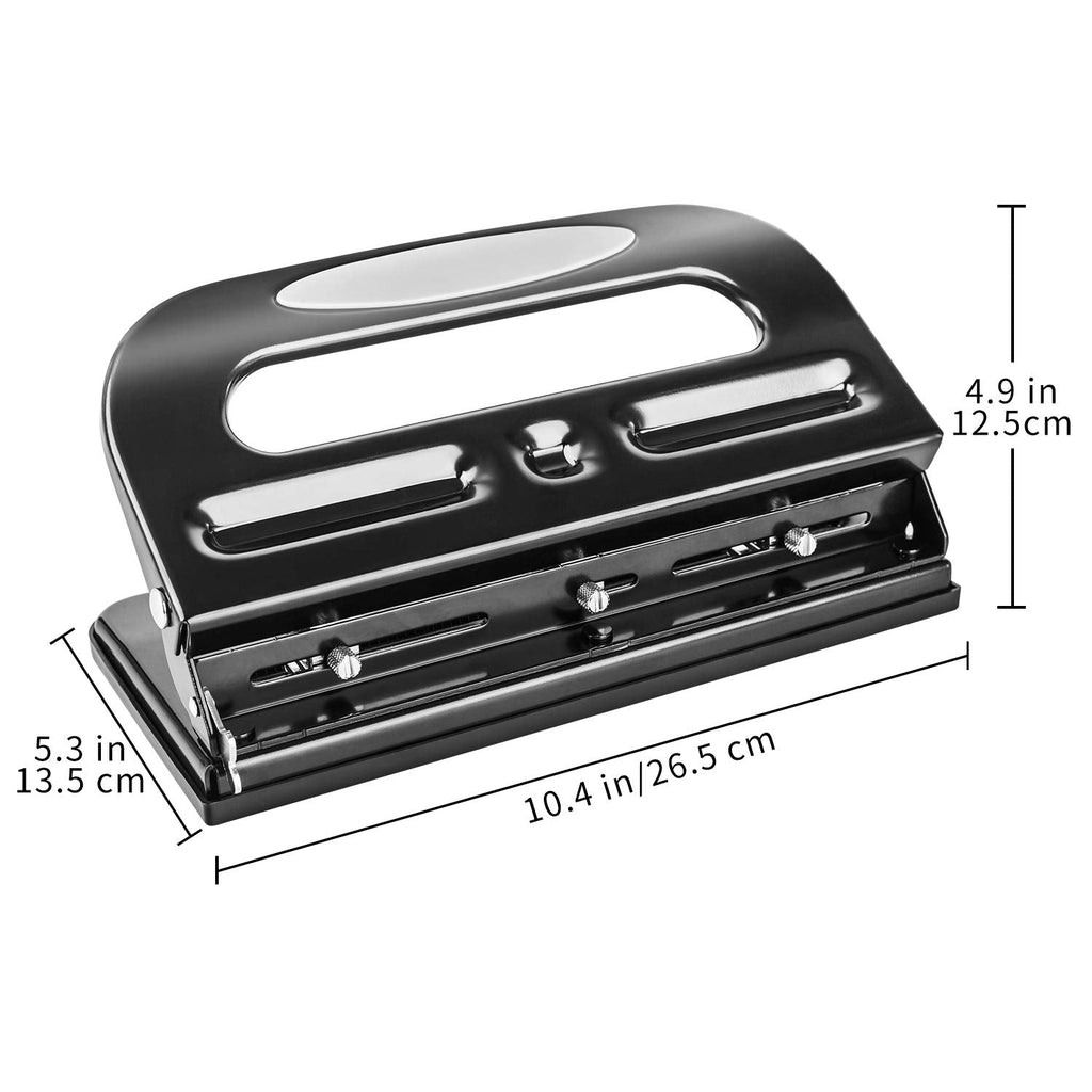 Amazon Basics 3 Hole Punch, 10 Sheet Capacity, Black, Easy-Clean Tray Jansha Store