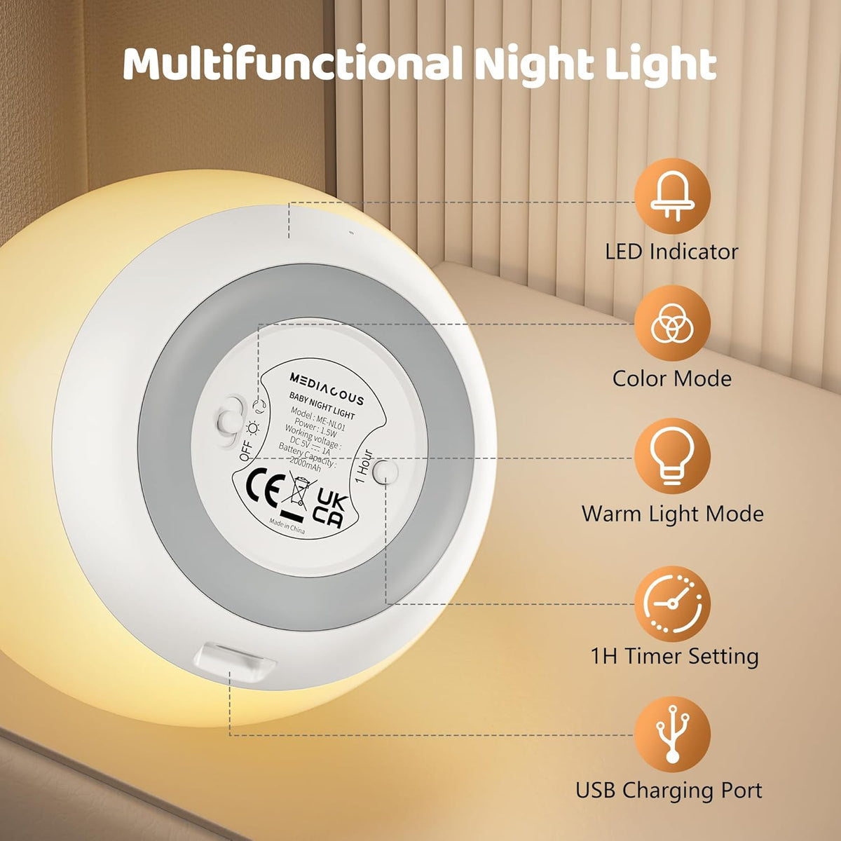 MediAcous Night Light for Kids, 7 Colors Changing Egg Light for Nursery Jansha Store