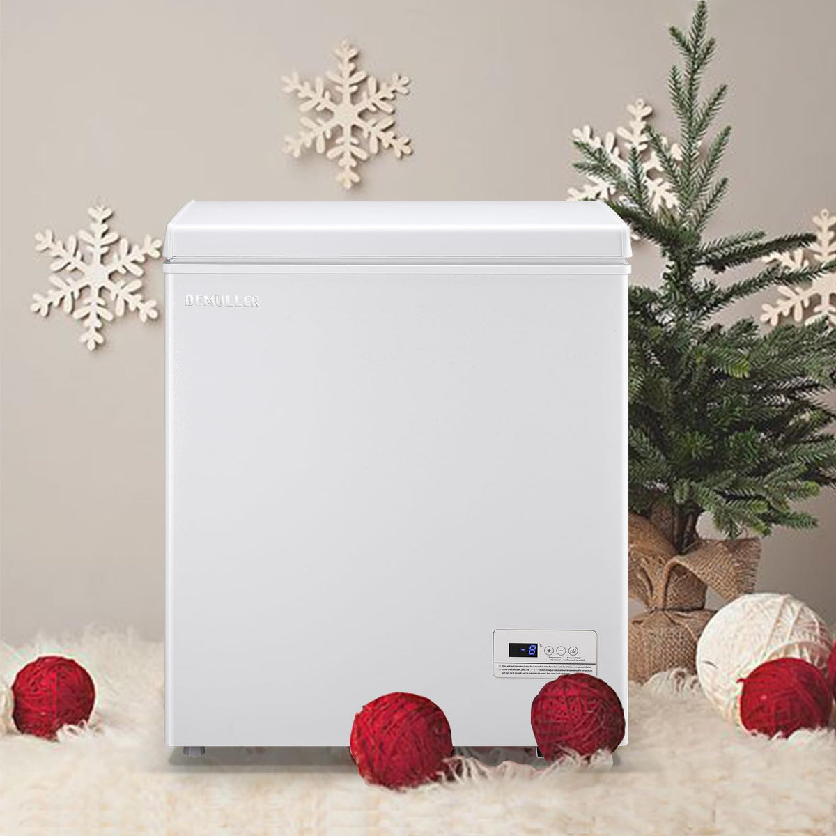 DEMULLER Chest Freezer 4.0 CU. FT Ultra-low Temperature Deep Freezers (Down to -12 ℉) with TWO Removable Baskets Accurate Display of Cabinet Temp Freestanding Black Jansha Store