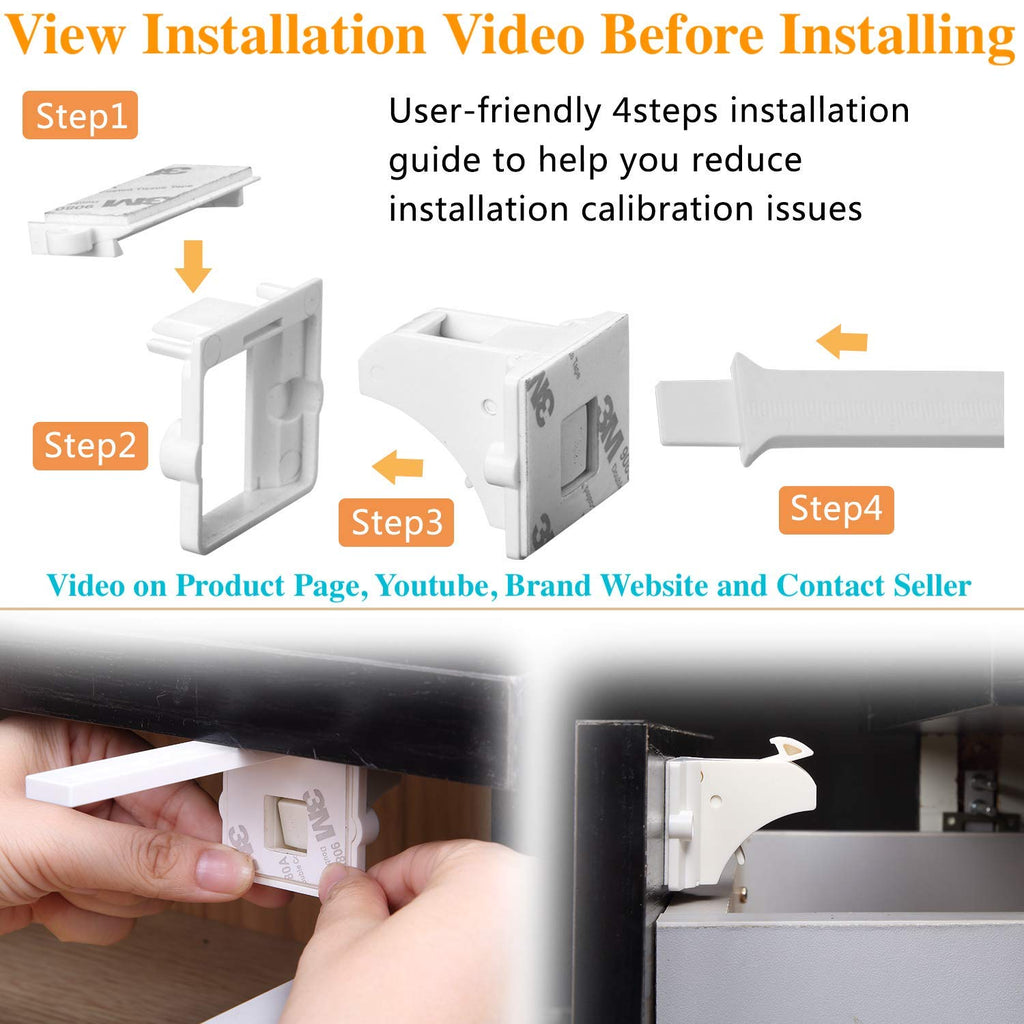 Vmaisi 20 Pack Magnetic Cabinet Locks Baby Proofing and 2 Keys Jansha Store