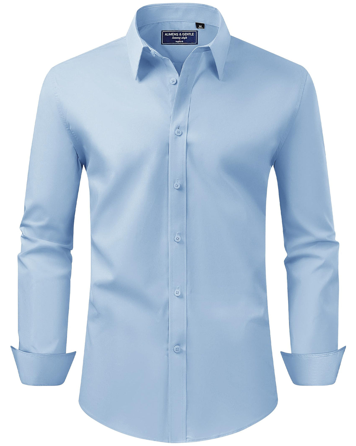 Alimens & Gentle Men's Dress Shirt Regular Fit Stretch Stain Shield Long Sleeve Solid Business Wedding Button Down Shirts Jansha Store