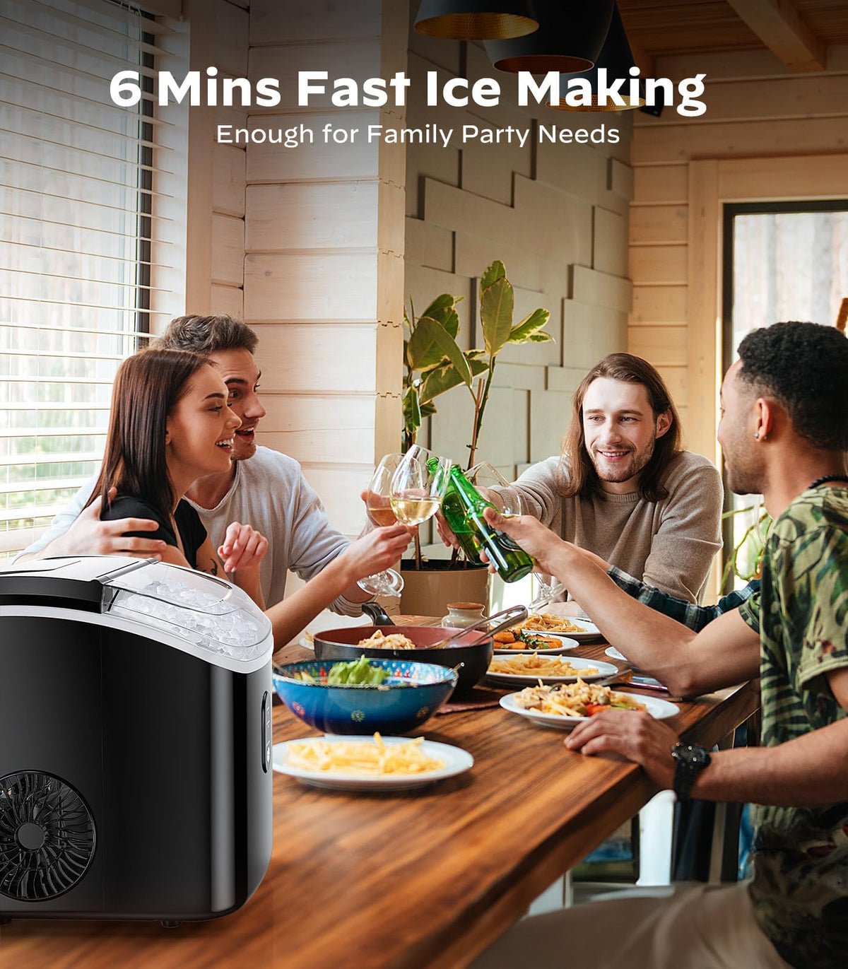 Silonn Ice Maker Countertop, 9 Cubes Ready in 6 Mins, 26lbs in 24Hrs, Self-Cleaning Ice Machine with Ice Scoop and Basket, 2 Sizes of Bullet Ice for Home Kitchen Office Bar Party Jansha Store