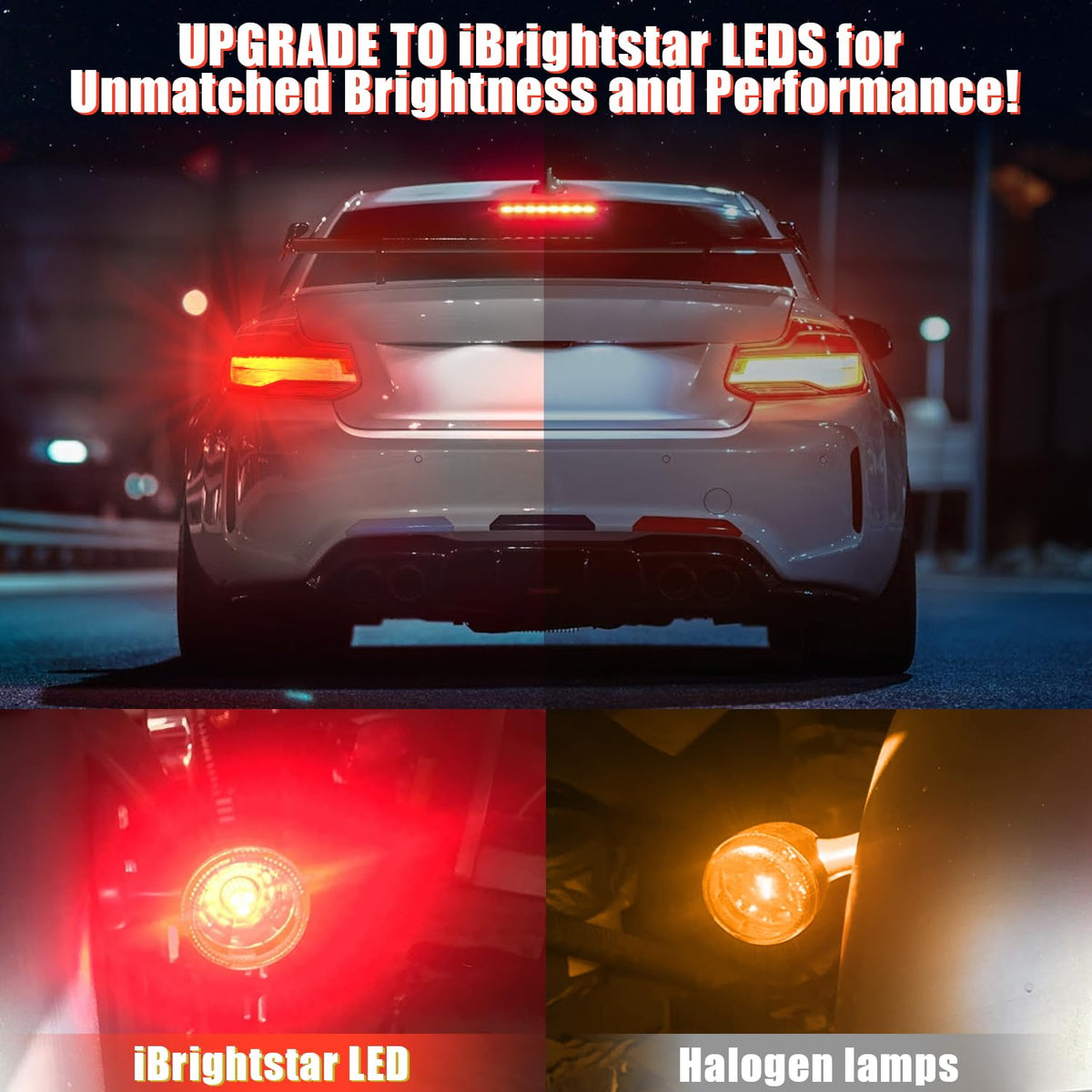 iBrightstar 3157 LED Bulb White, 4157 3156 LED Reverse Light Bulbs Super Bright for Tail Brake Lights Backup Lights Turn Signal Lights, 2 Pack Jansha Store