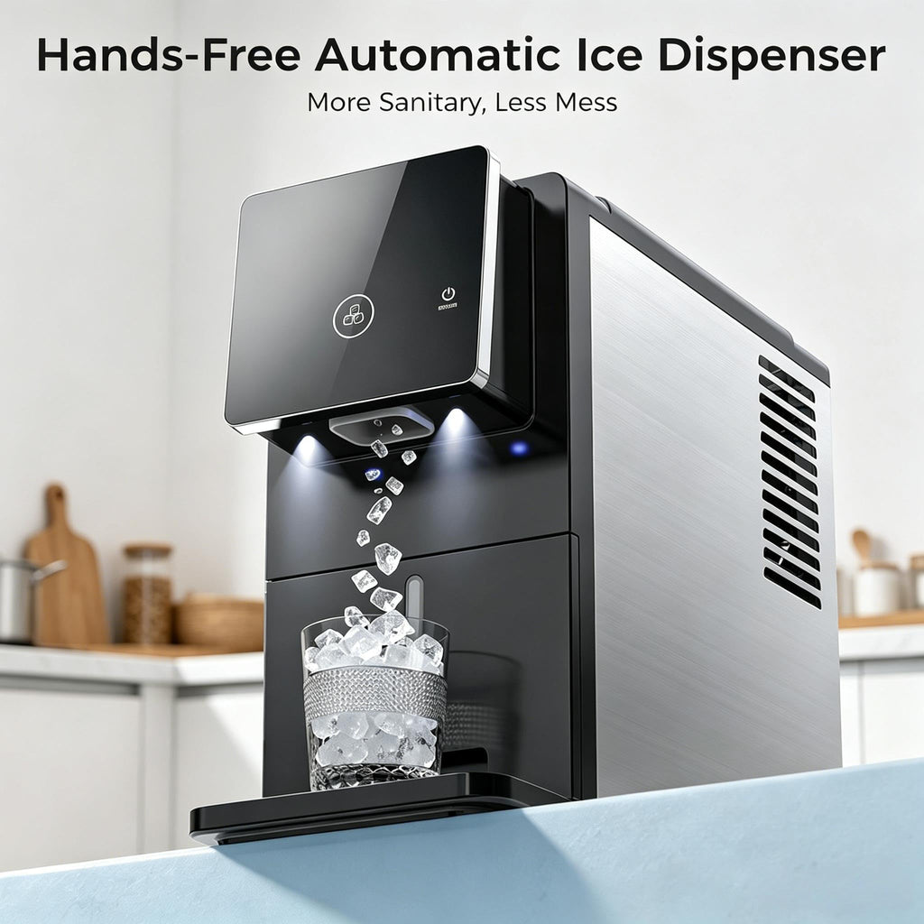 COWSAR Nugget Countertop Ice Maker, 33 lbs/Day Chewable Pellet Ice Machine with Self-Cleaning, Auto Lighting & Measured Dispensing, Portable Pebble Ice Maker for Home, Kitchen, Office, Black Jansha Store