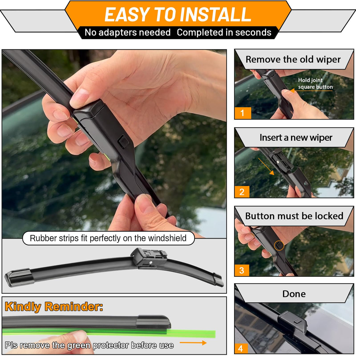 AUTOBOO Windshield Wiper Blade Replacement for Toyota RAV4 Mazda 5 Jansha Store