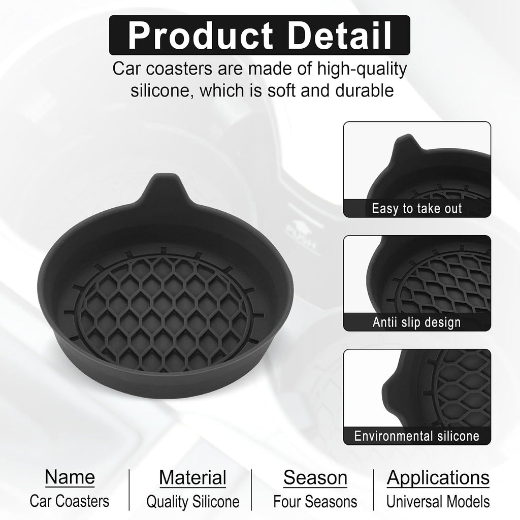 SINGARO Car Cup Holder Coaster, Silicone Cup Holder Insert, Universal Non-Slip Cup Holders, Car Accessories Interior for Women and Man Interior Sets 4 Pack Black Jansha Store