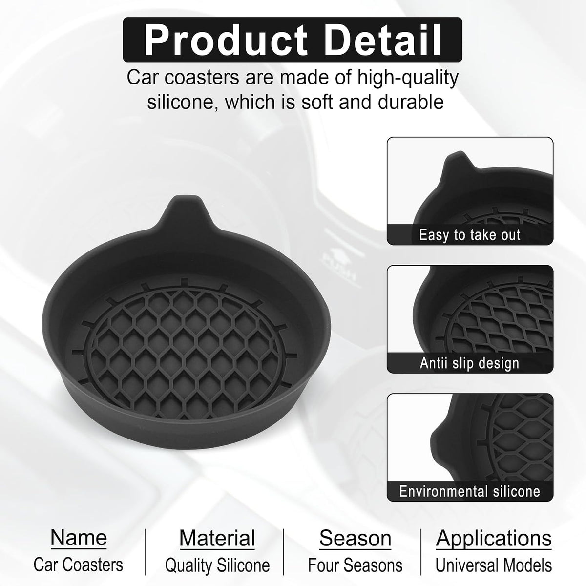 SINGARO Car Cup Holder Coaster, Silicone Cup Holder Insert, Universal Non-Slip Cup Holders, Car Accessories Interior for Women and Man Interior Sets 4 Pack Black Jansha Store