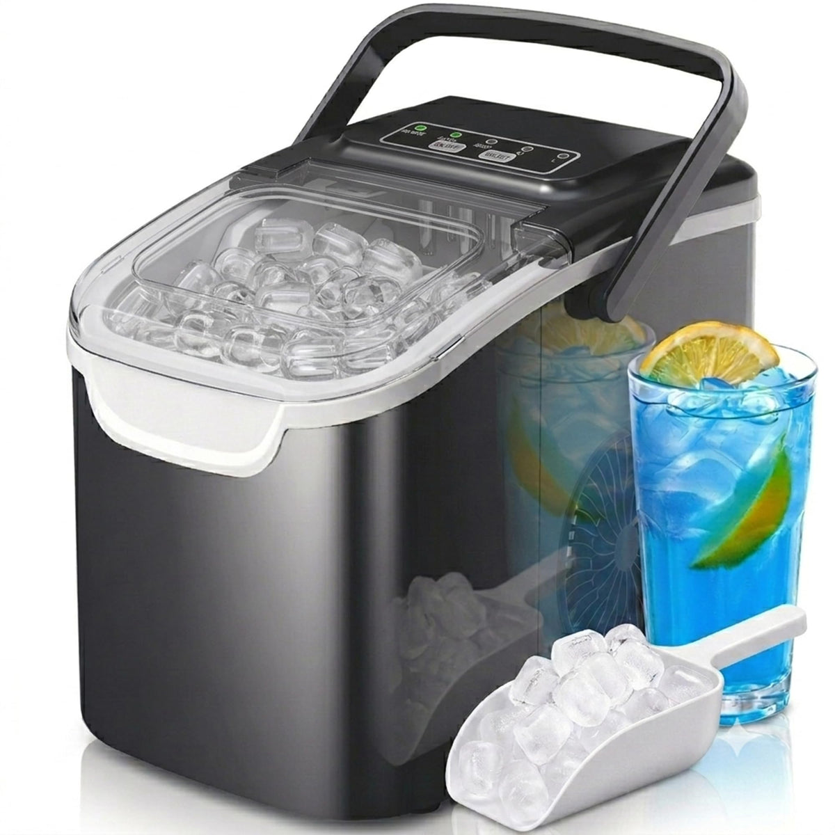 Crzoe Countertop Ice Maker, 26Lbs/24H,2 Sizes of Ice, Self-Cleaning,Black Jansha Store