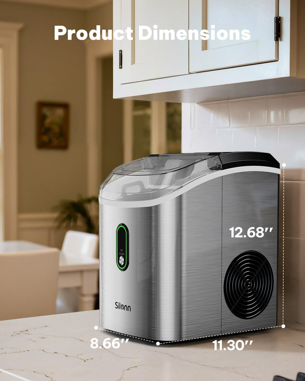 Silonn Nugget Ice Maker, Smart Countertop Ice Machine with APP & Voice Control, Self-Cleaning, 44lbs/24H Soft Chewable Sonic Ice, 3L Tank, for Home Kitchen & Party Jansha Store