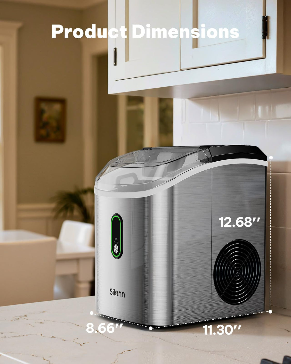Silonn Nugget Ice Maker, Smart Countertop Ice Machine with APP & Voice Control, Self-Cleaning, 44lbs/24H Soft Chewable Sonic Ice, 3L Tank, for Home Kitchen & Party Jansha Store