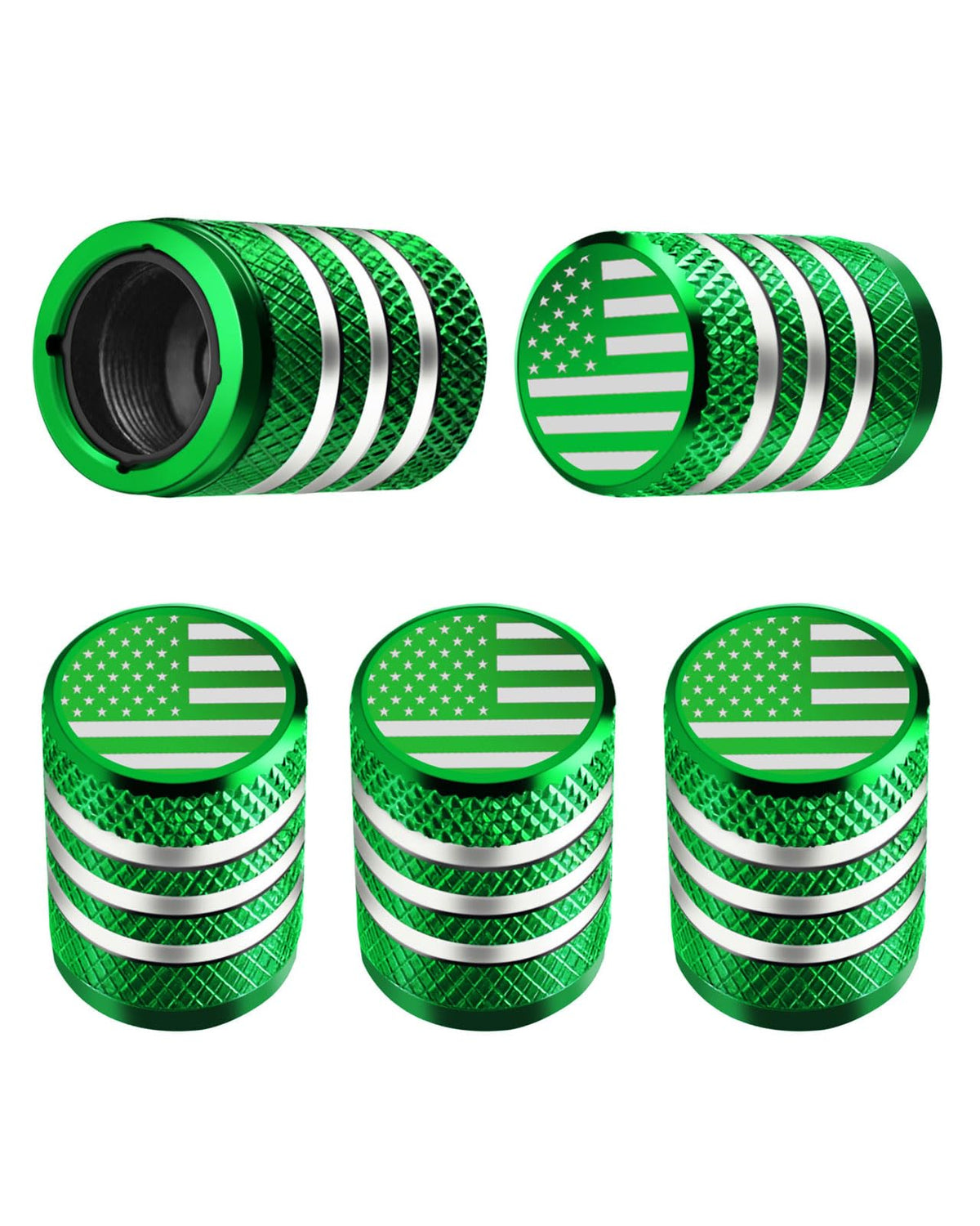 DECURCAR Tire Valve Stem Caps 5 Pack American Flag - Black Jansha Store