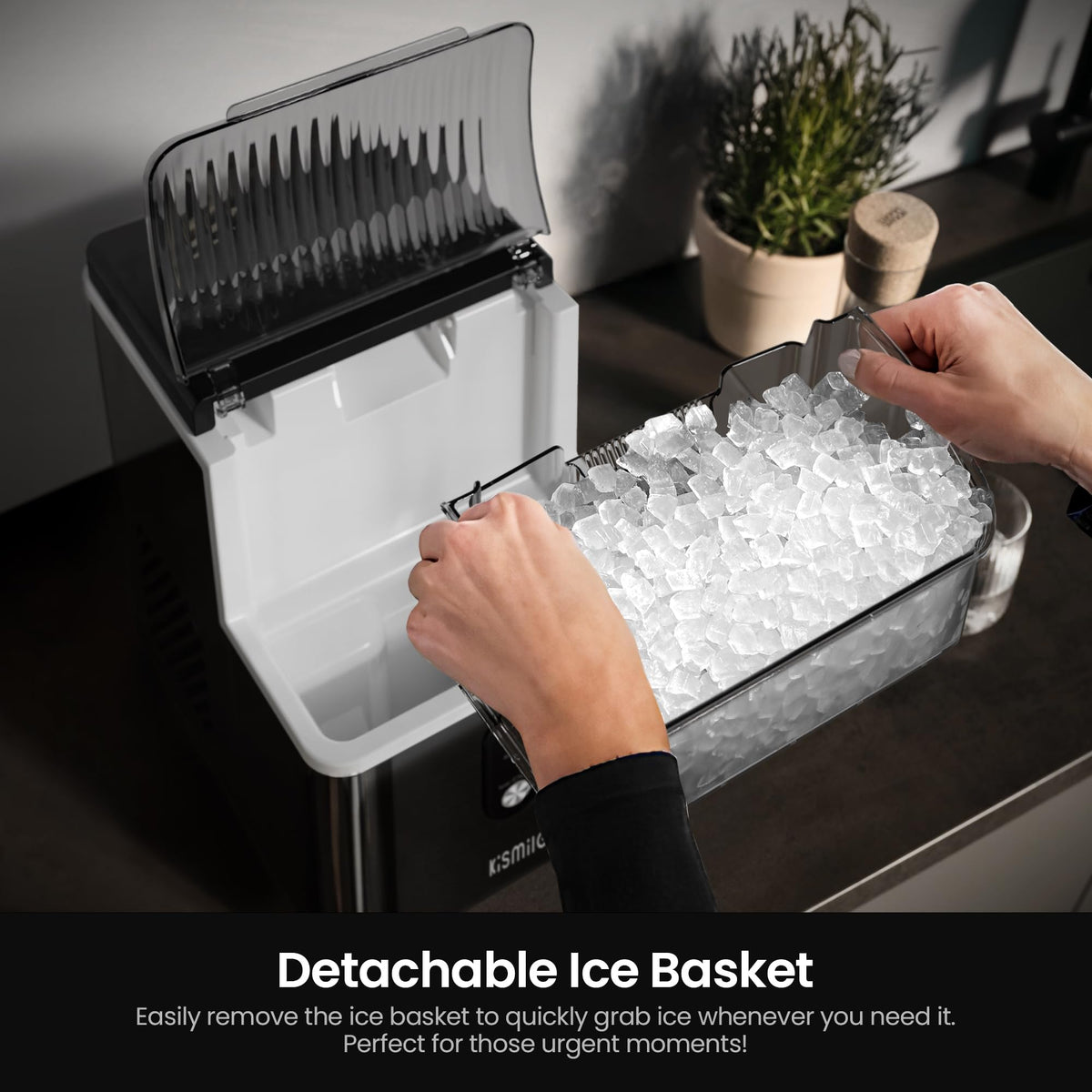 Kismile Nugget Ice Maker Countertop, 35 lbs/Day, Stainless Steel Jansha Store