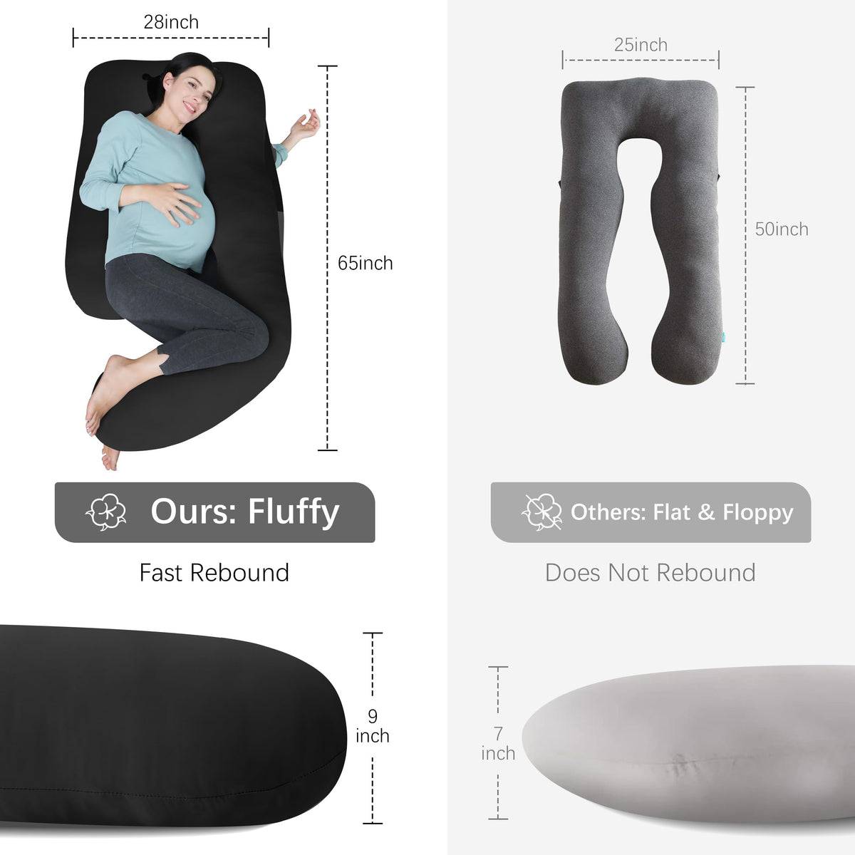 MOON PARK Pregnancy Pillows for Sleeping - U Shaped Full Body Maternity Pillow with Removable Cover - Support for Back, Legs, Belly, HIPS - 65 Inch - Purple Jansha Store