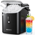 EUHOMY Nugget Ice Maker Countertop with Handle, Ready in 6 Mins, 34lbs Per Day, Removable Top Cover, Auto-Cleaning, Portable Sonic Ice Maker with Basket and Scoop, for Home/Party/RV/Camping (Black) Jansha Store