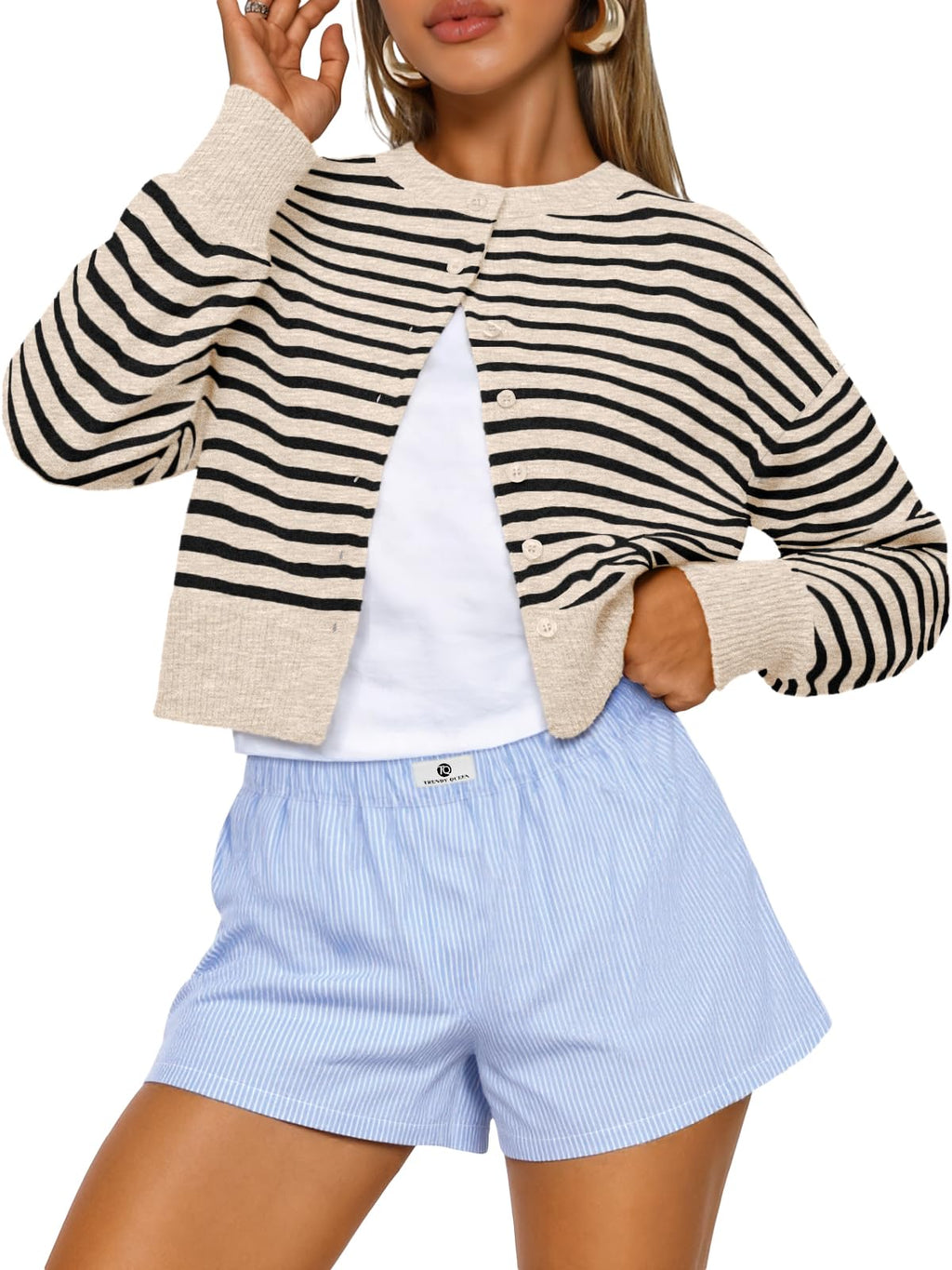 Trendy Queen Cropped Cardigan Sweaters for Women Fall Fashion Clothes 2026 Jansha Store