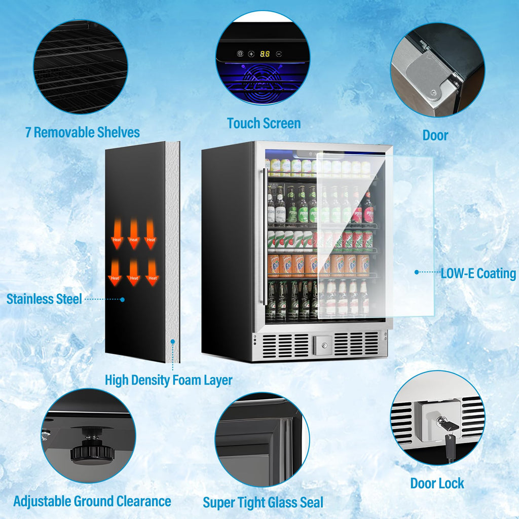 Erivess 24 Can Mini Fridge, 0.6 Cu.ft Beverage Refrigerator Cooler, Black Jansha Store