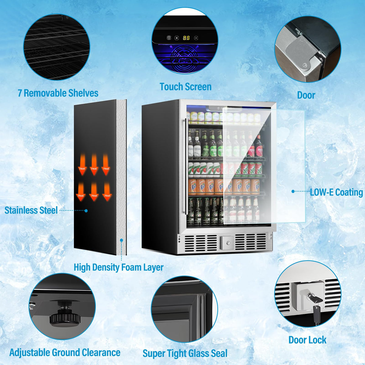 Erivess 24 Can Mini Fridge, 0.6 Cu.ft Beverage Refrigerator Cooler, Black Jansha Store