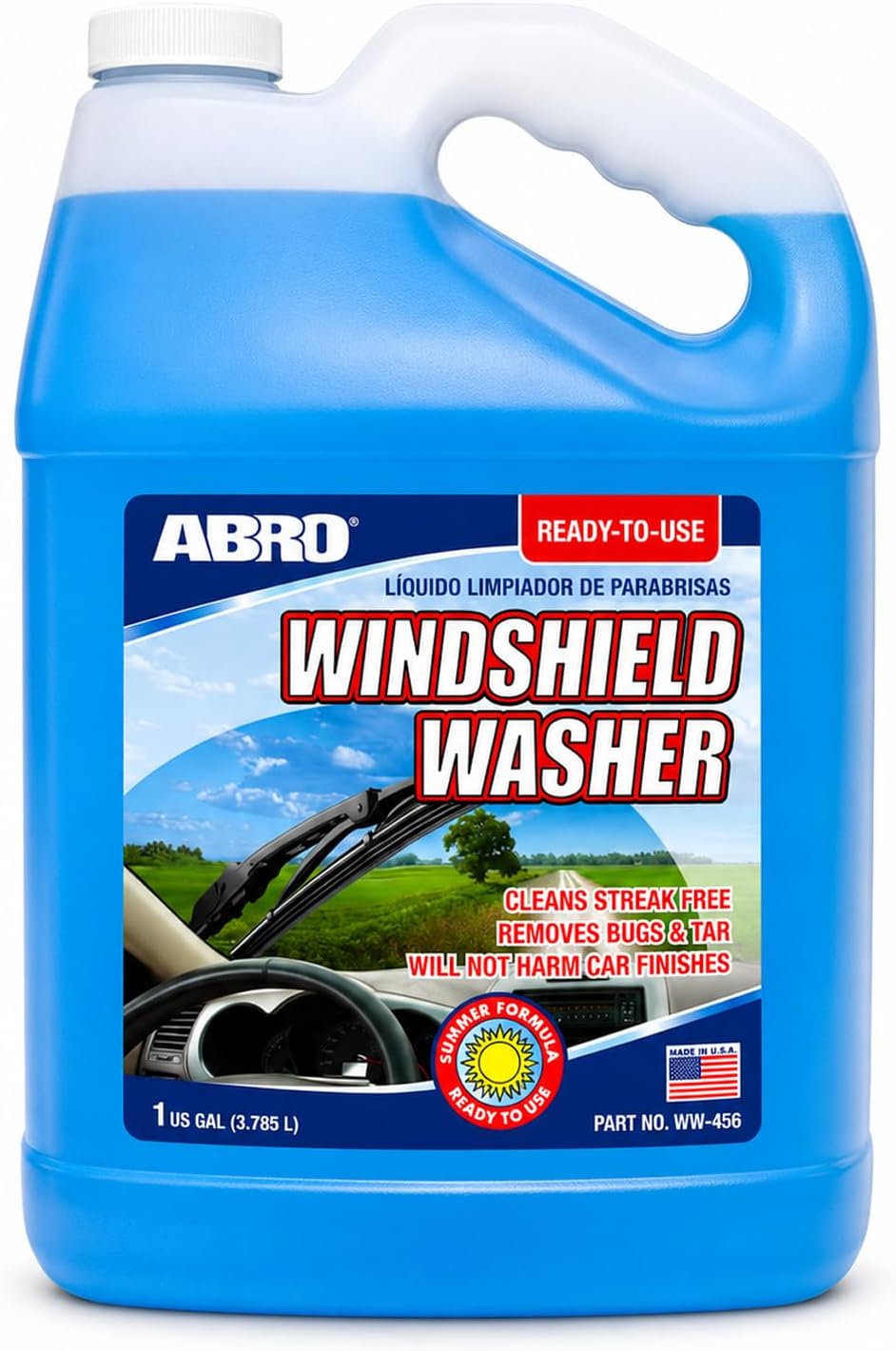 ABRO Windshield Washer Fluid 1 Gallon, Streak-Free Bug Remover, 1 Pack Jansha Store