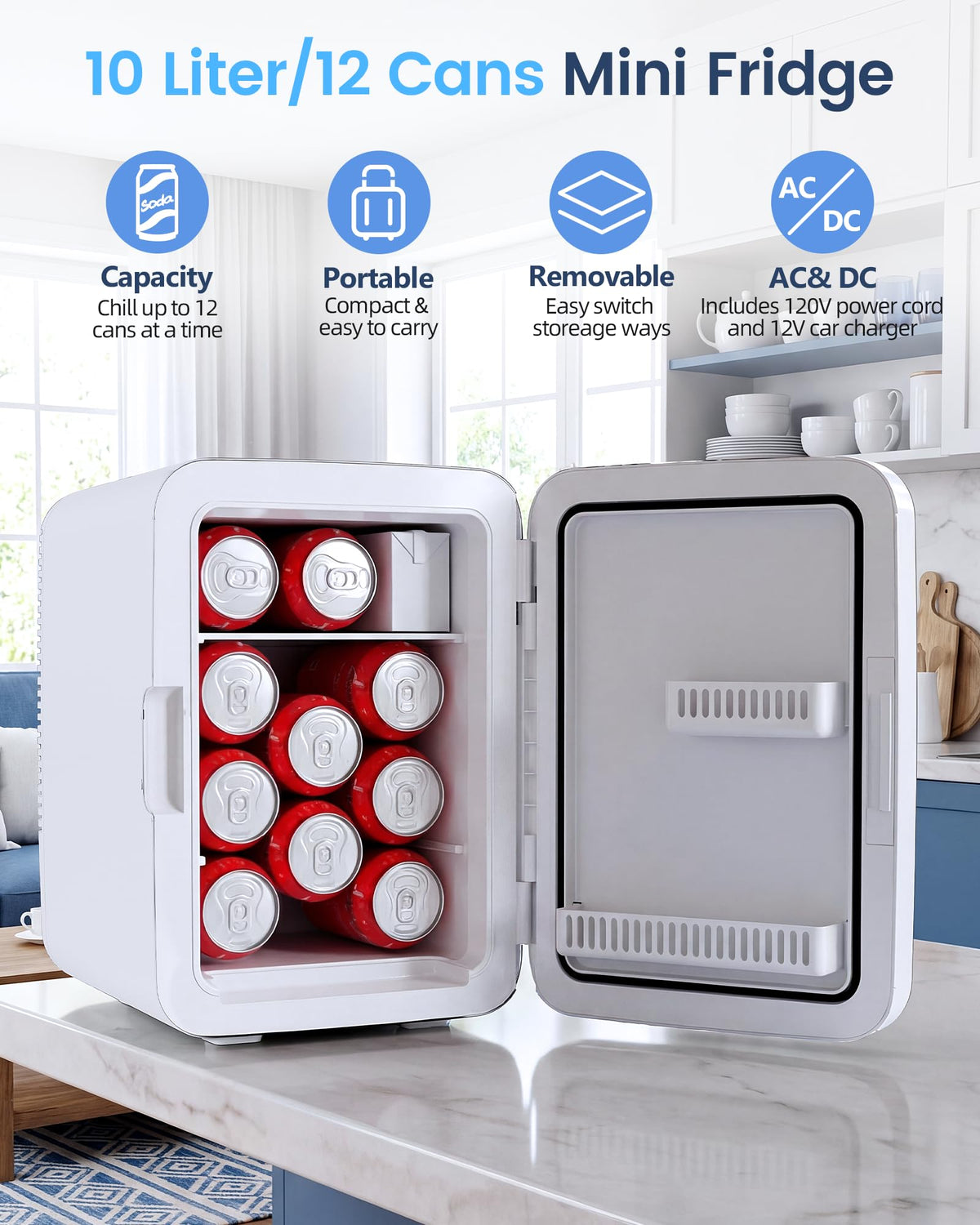 Electactic 10L Mini Fridge, AC/DC Portable Small Refrigerator, Black Jansha Store