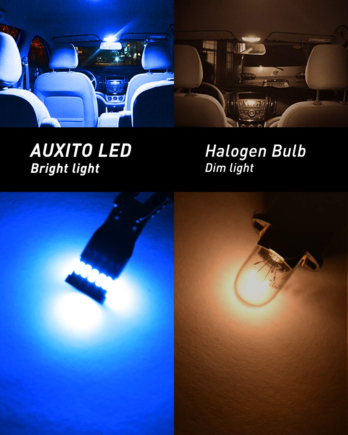 AUXITO 194 LED Bulbs for License Plate Light 168 175 2825 W5W T10 24-SMD 3014 Chipsets 6000K White for Car Dome Door Map Dash Courtesy Cargo License Plate Lights, Pack of 2 Jansha Store