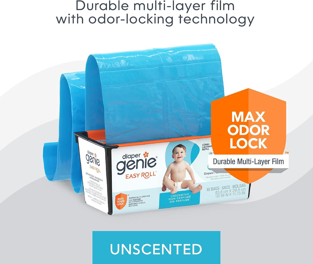 Diaper Genie Easy Roll Refill | 18 Bags Per Refill | Holds Up to 846 Newborn Diapers | Odor Control | Diaper Pail Refill Bags | Fits Diaper Genie Signature & Platinum Pails, Packaging may vary Jansha Store