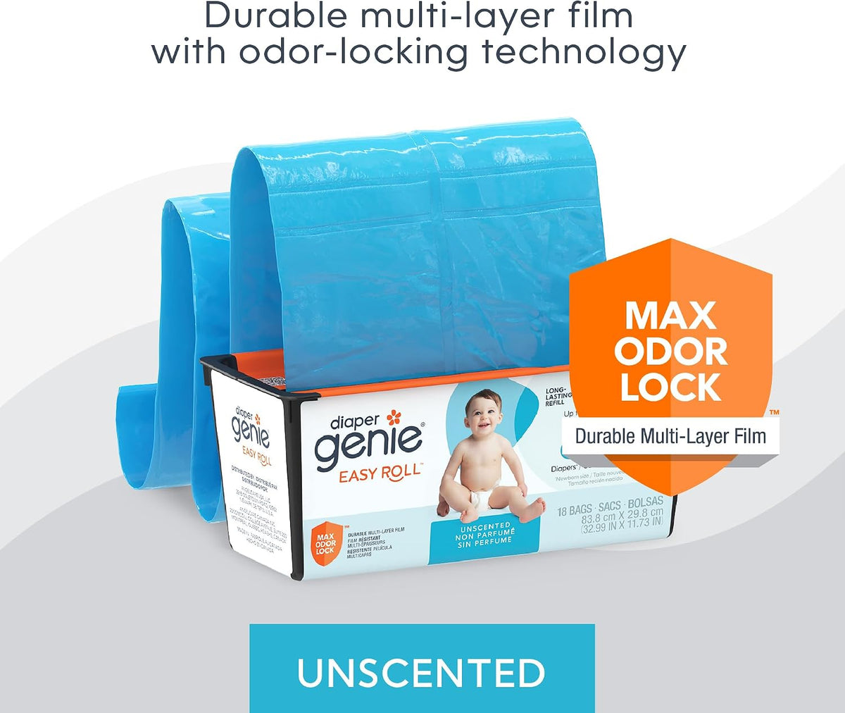 Diaper Genie Easy Roll Refill | 18 Bags Per Refill | Holds Up to 846 Newborn Diapers | Odor Control | Diaper Pail Refill Bags | Fits Diaper Genie Signature & Platinum Pails, Packaging may vary Jansha Store