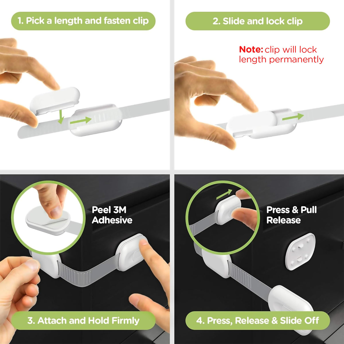 SKYLA HOMES Cabinet Strap Locks for Baby Proofing, 2 Pack, Gray Jansha Store