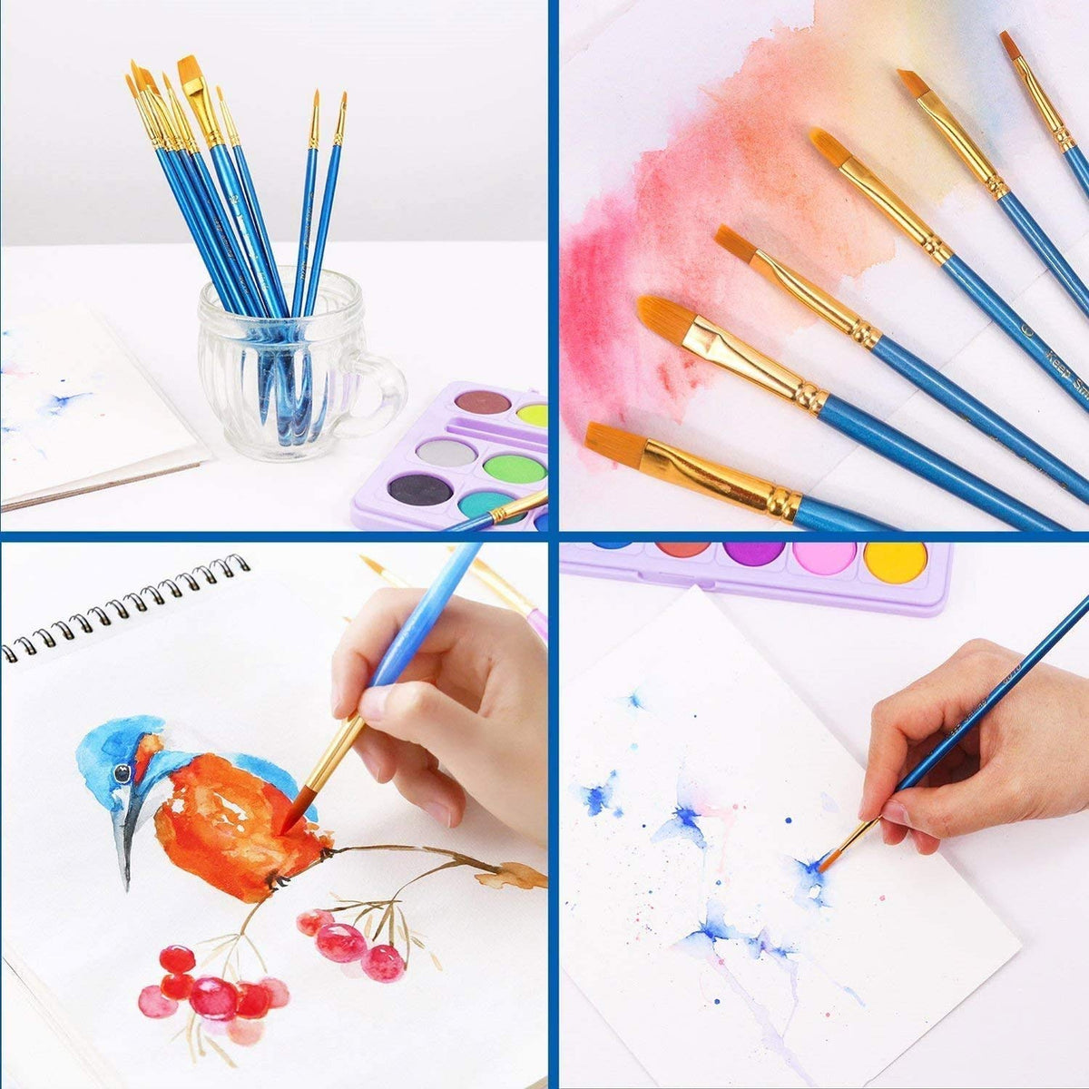 AROIC 10 Pcs Paint Brushes, Acrylic Oil Watercolor Painting Brush Set Jansha Store