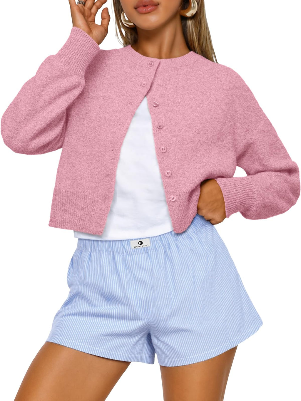 Trendy Queen Cropped Cardigan Sweaters for Women Fall Fashion Clothes 2026 Jansha Store