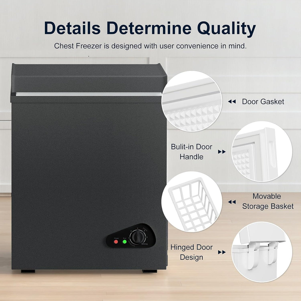 TABU 5.0 Cubic Feet Chest Freezer, Compact Deep Freezer, Black Jansha Store