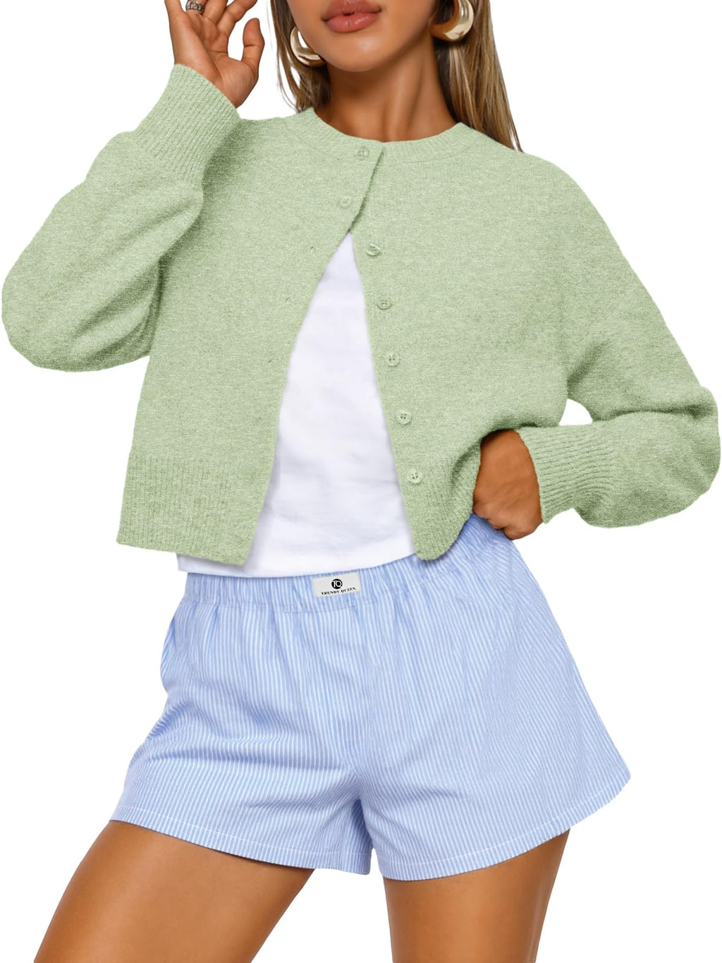 Trendy Queen Cropped Cardigan Sweaters for Women Fall Fashion Clothes 2026 Jansha Store
