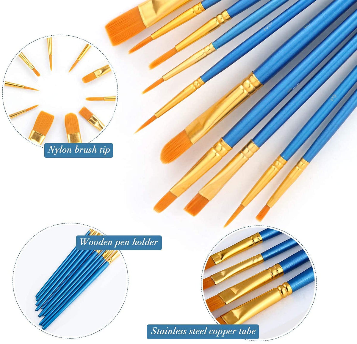 AROIC 10 Pcs Paint Brushes, Acrylic Oil Watercolor Painting Brush Set Jansha Store