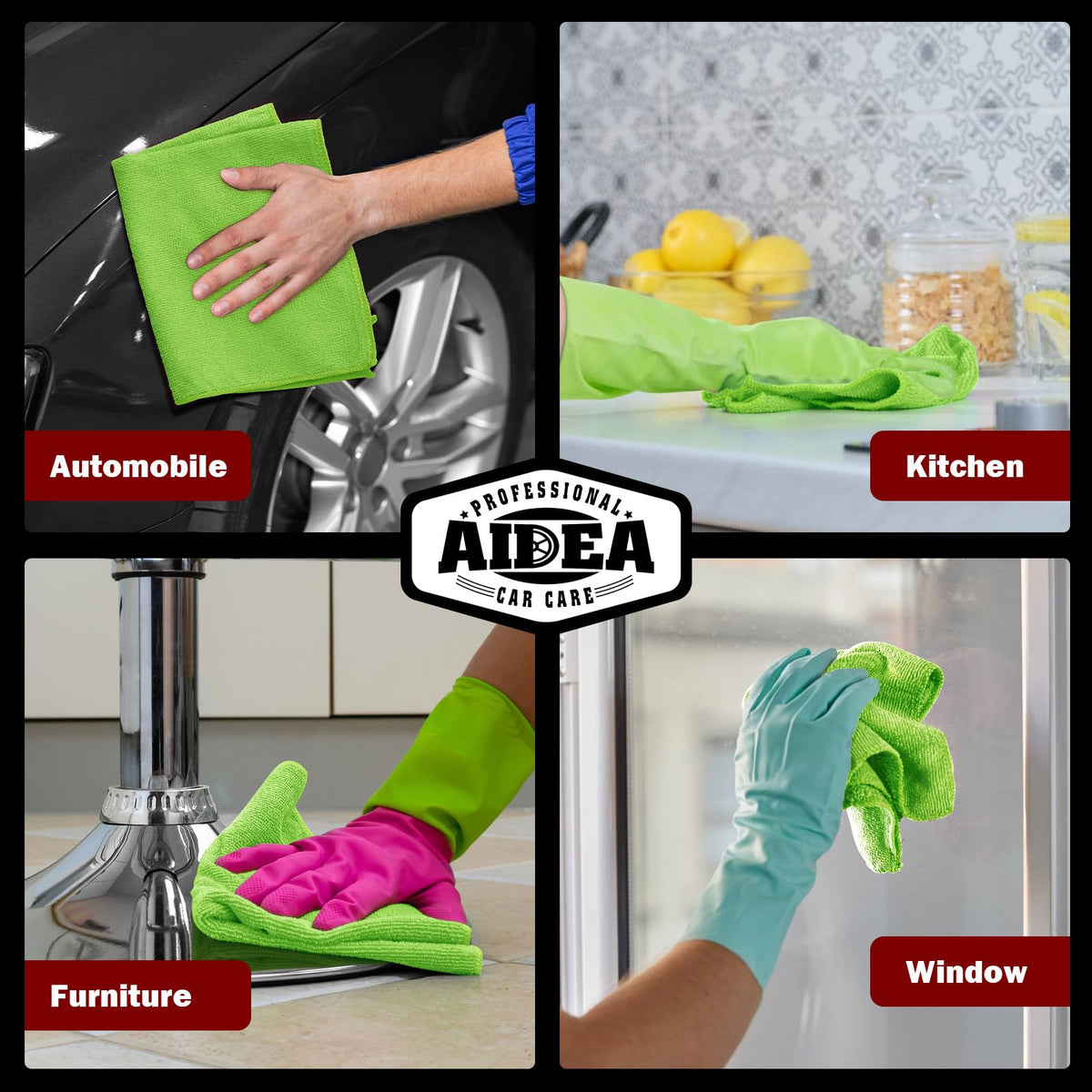 AIDEA Microfiber Cleaning Cloth-50PK, Microfiber Towels for Cars, 12"×12" Jansha Store