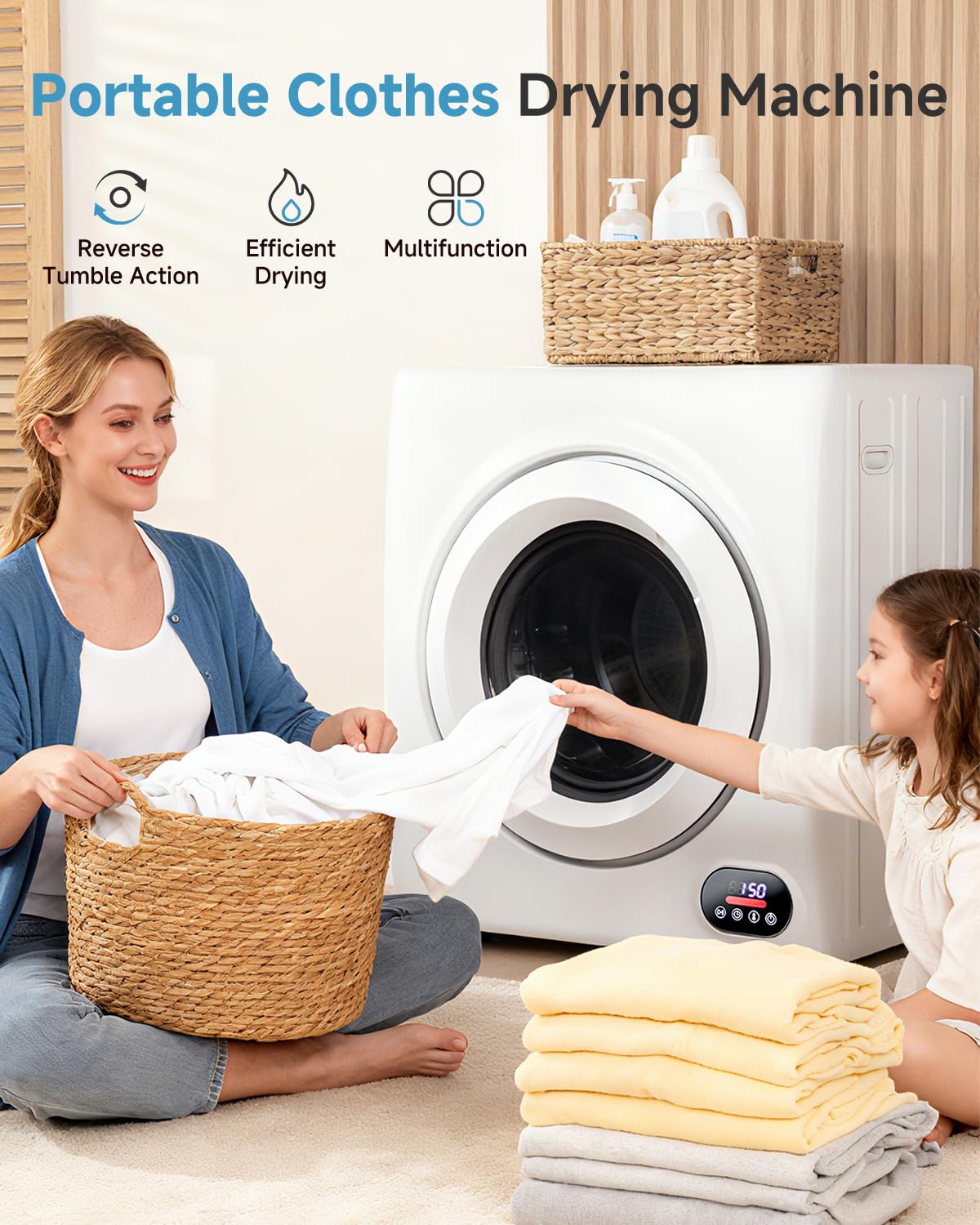 Feelfunn 850W Portable Clothes Dryer with 4 Automatic Drying Modes Jansha Store