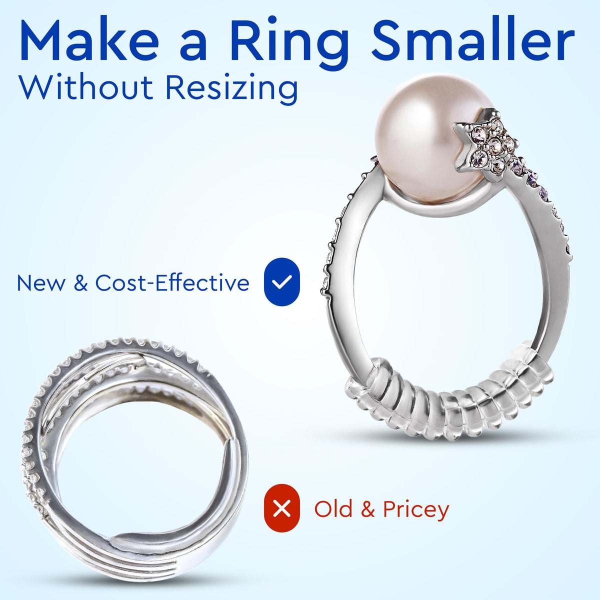 Ring Sizers for Loose Rings – Clip Ring Adjusters in 8 Sizes, Fits Flat Bands Up to 8 mm, Invisible Ring Guards for Women & Men Jansha Store