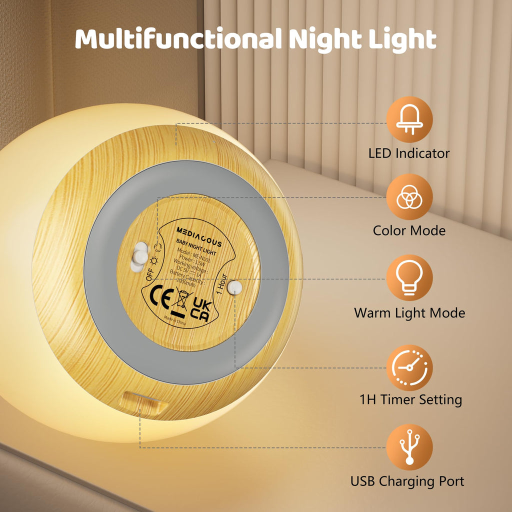 MediAcous Night Light for Kids, 7 Colors Changing Egg Light for Nursery Jansha Store