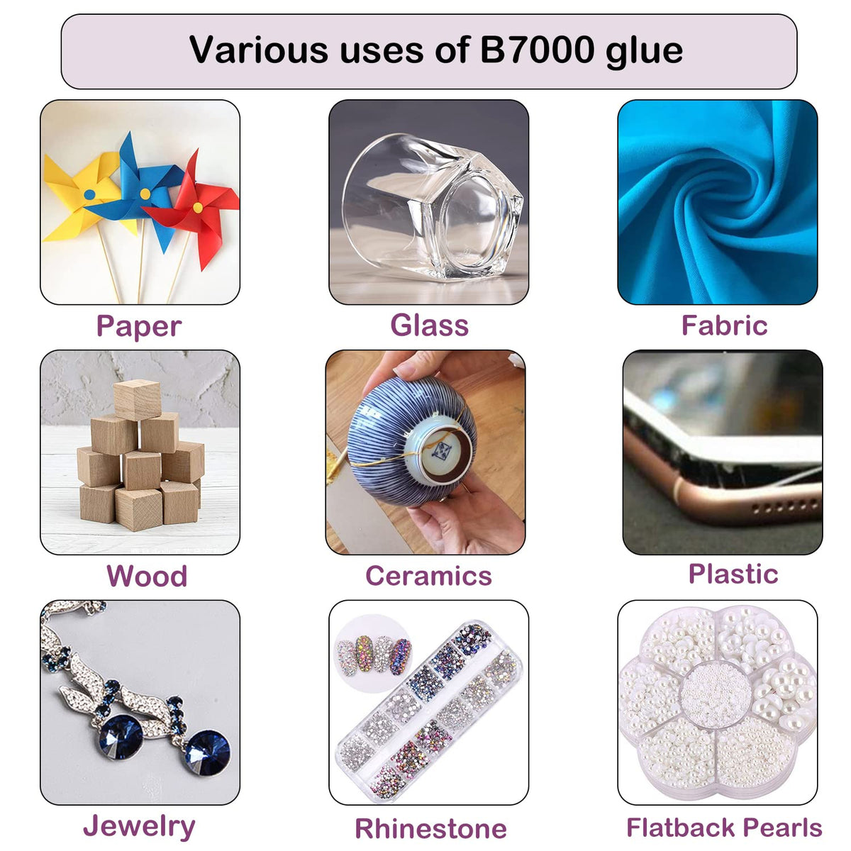 B7000 Jewelry Glue for Making, FITTDYHE 1PCS 50ML/1.69 fl oz Clear Adhesive for Rhinestone, Fabric, Multipurpose Super B-7000 for Phone Repair, Nail Art, Wood, Glass, Charms Jansha Store