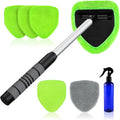 XINDELL Interior Windshield Cleaner Tool – Car Interior Window Cleaning Kit with Extendable Handle & 4 Microfiber Pads, Auto Wiper Inside Compact Windshield Brush for Car & Home Windows Jansha Store